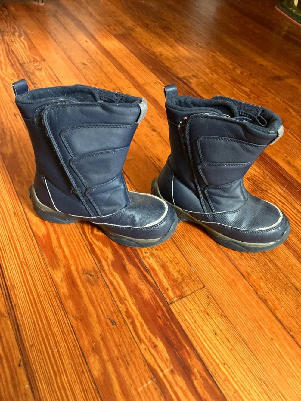 Kids Navy Insulated Snow Boots Youth US 13M Hook & Loop Winter Boots